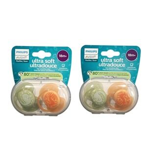 Philips Avent Ultra Soft Pacifier 4 Pack With Cases‎ 18+ Months Sensitive Skin